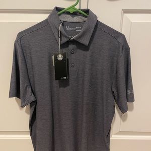 Under Armour golf polo short sleeve, dri fit material, size medium. Grey. New